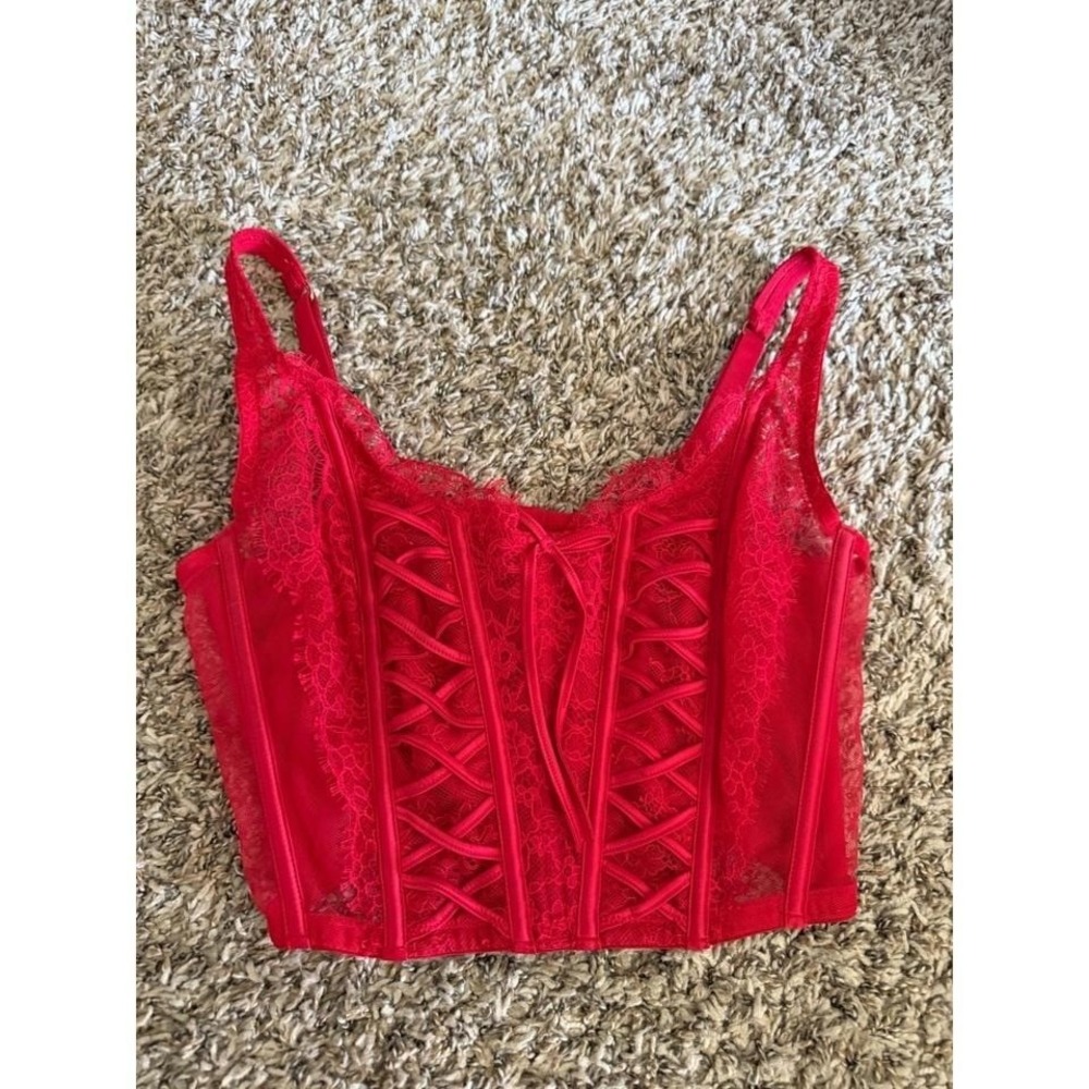 Victoria's Secret Dream Angels Red Lace Corset Top M-DD/E80